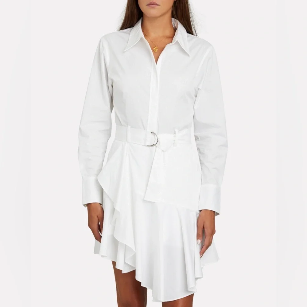 New! A.L.C. Jacey Cotton Poplin Belted Asymmetric Shirt Dress 🤍 size 10 - Picture 3 of 12